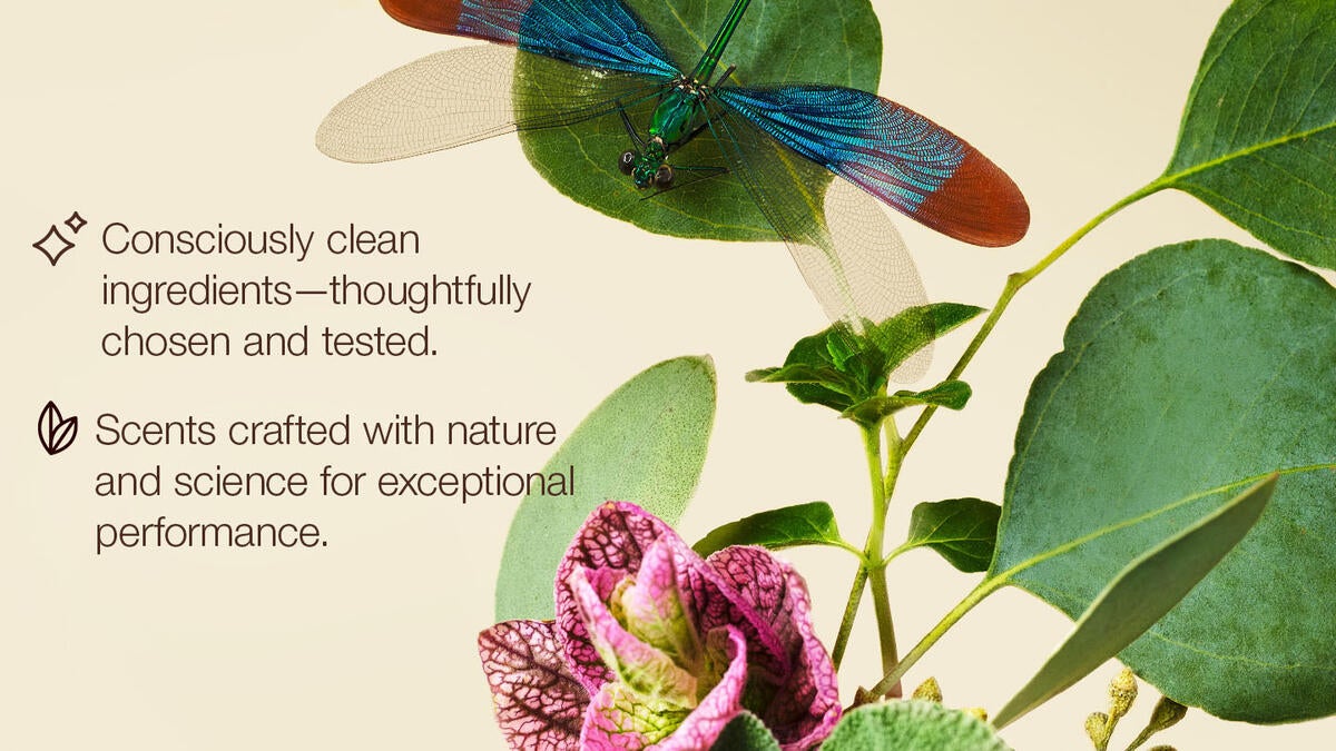 Consciously clean ingredients - thoughtfully chosen and tested. Scent crafted with nature and science for exceptional performance.