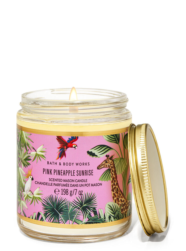 Pink Pineapple Sunrise Mason Single Wick Candle