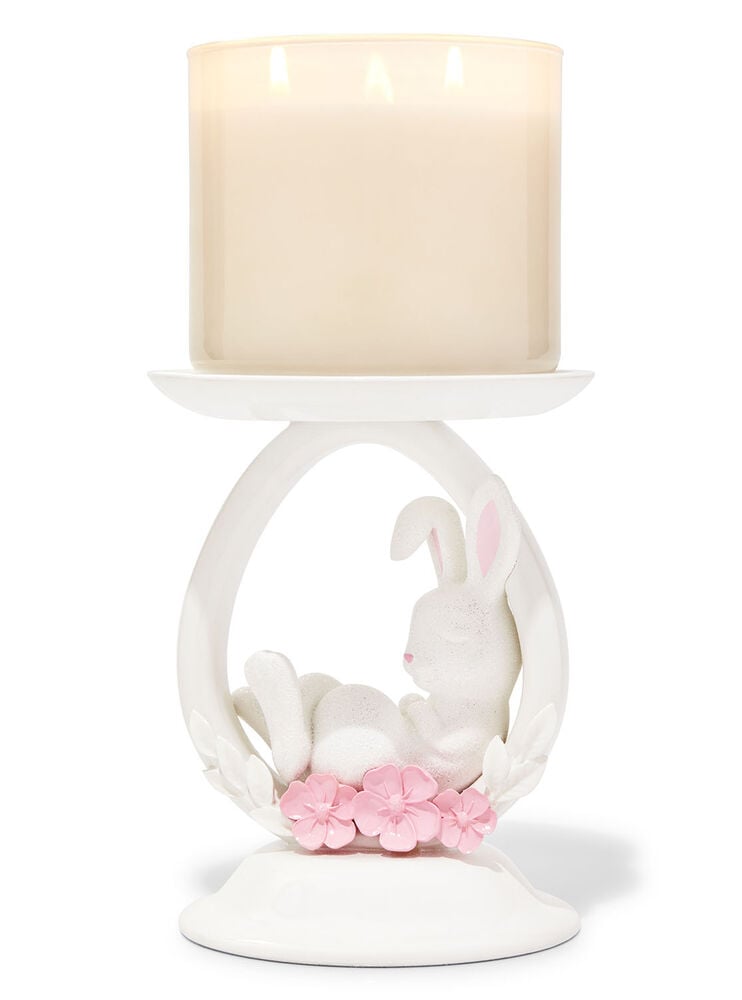 Napping Bunny Pedestal 3-Wick Candle Holder Image 2