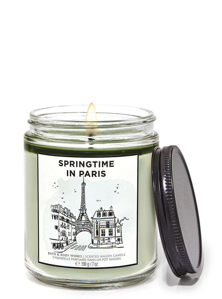 Springtime in Paris Mason Single Wick Candle