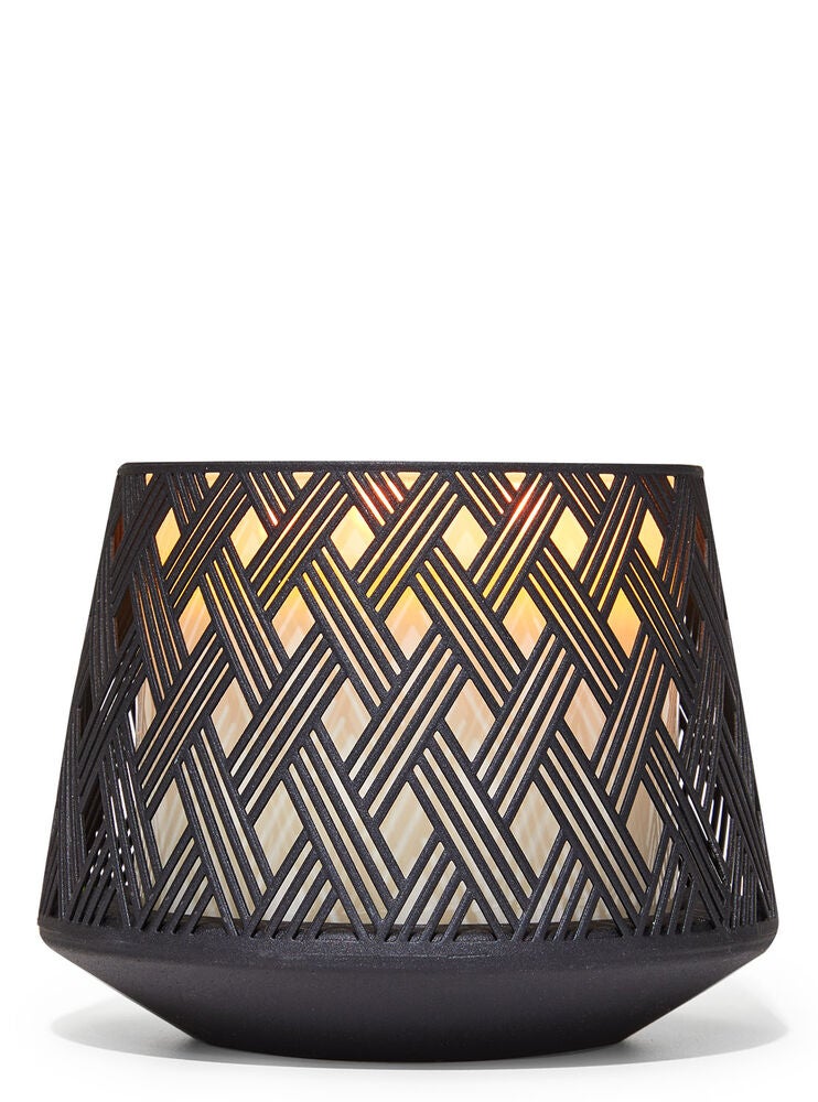 Basketweave with Base 3Wick Candle Holder Bath and Body Works