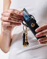 Black Textured Twist Lock with Tassel Hand Sanitizer Spray Holder