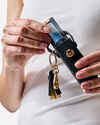 Black Textured Twist Lock with Tassel Hand Sanitizer Spray Holder