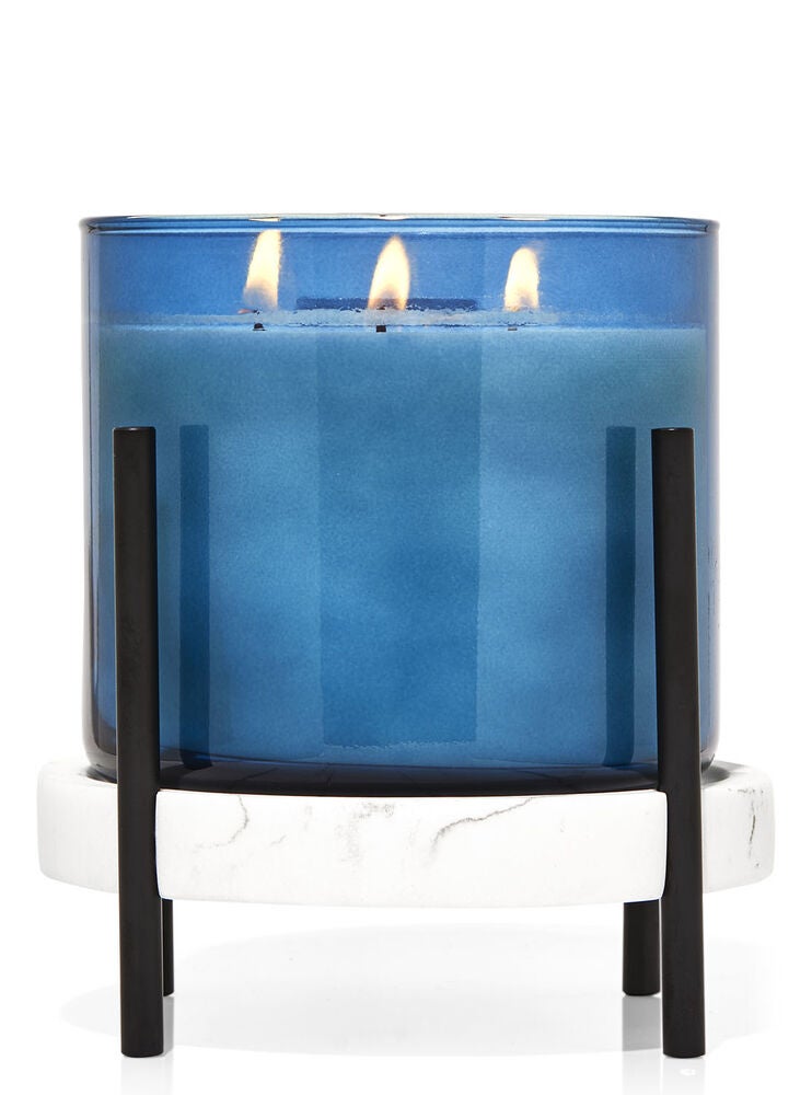 Mixed Material Pedestal 3Wick Candle Holder Bath and Body Works