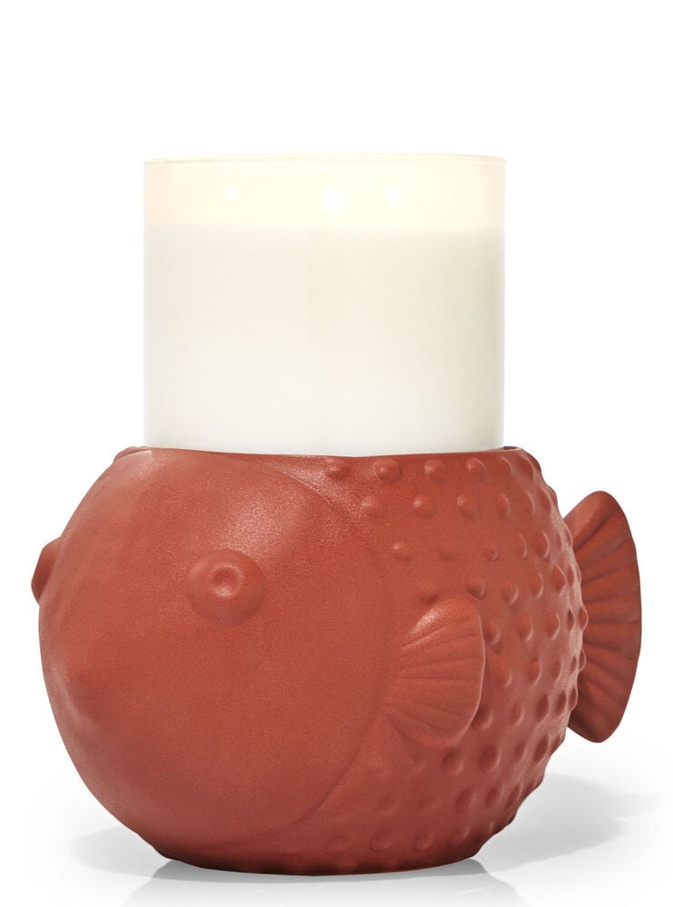 Puffer Fish Pedestal 3-Wick Candle Holder Image 2