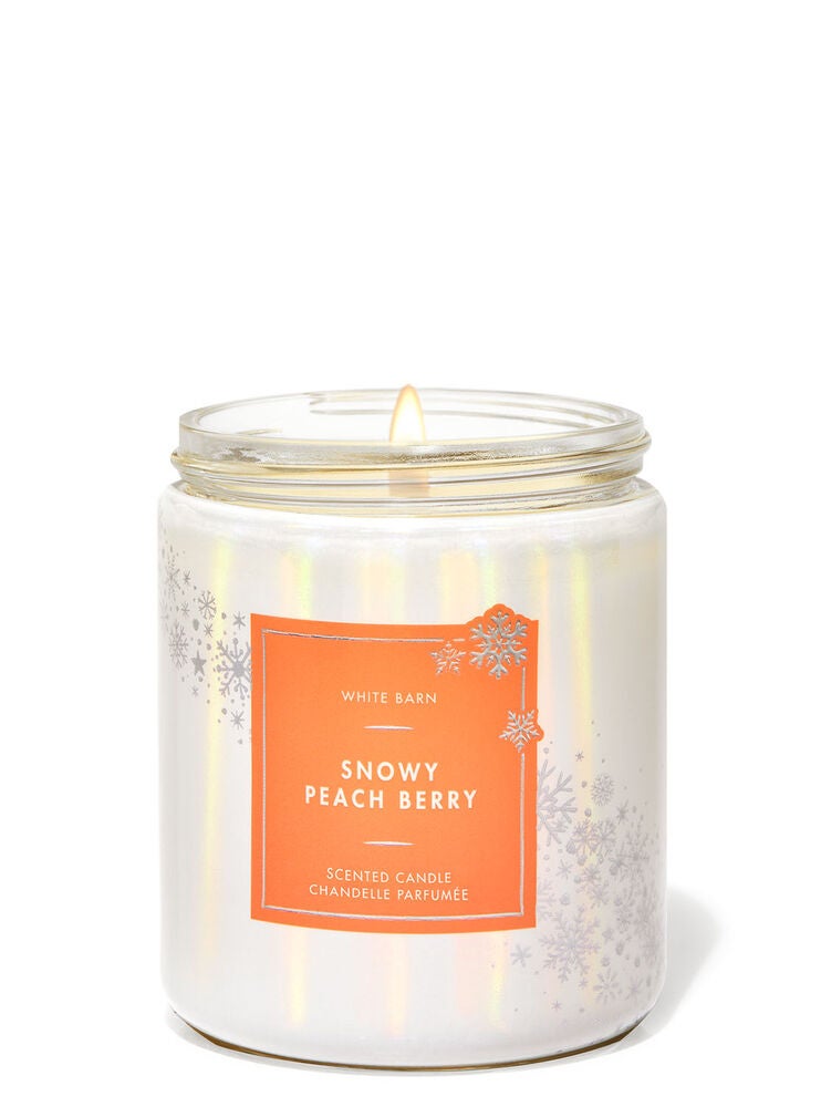 Snowy Peach Berry Single Wick Candle Bath and Body Works