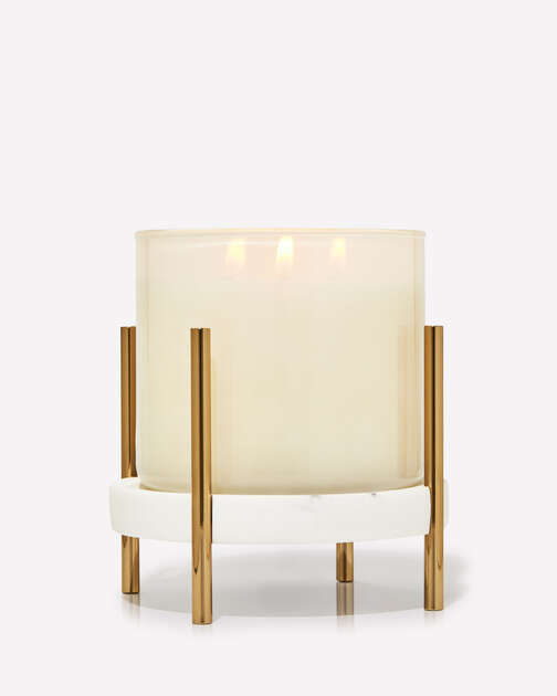 Mixed Material Pedestal 3-Wick Candle Holder