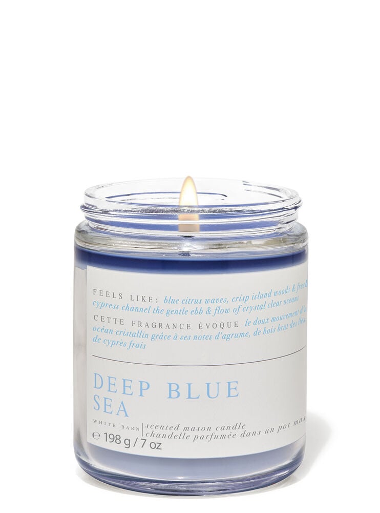 Deep Blue Mason Single Wick Candle