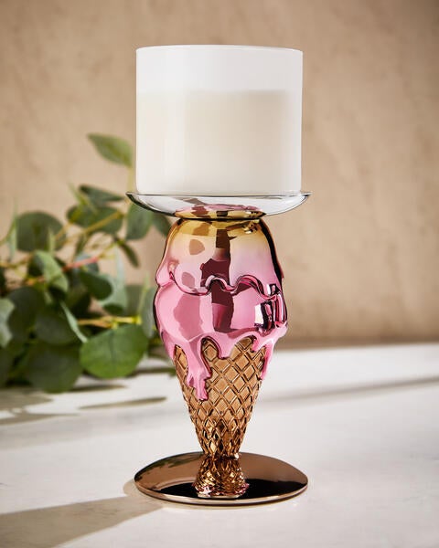Porte-chandelle à 3 mèches Piédestal cornet de crème glacée