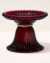 Maroon Glass Pedestal 3-Wick Candle Holder