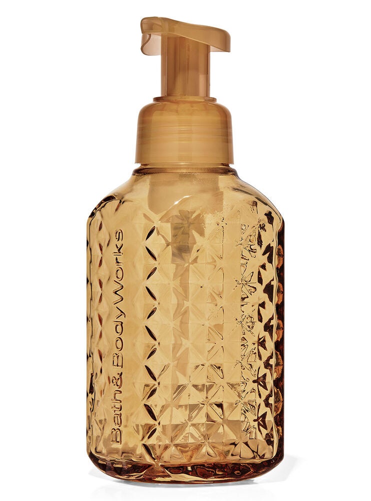 Faceted Gold Glass Gentle Foaming Hand Soap Dispenser Bath and Body Works