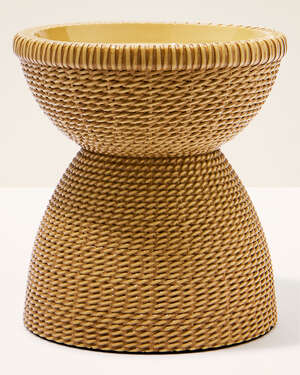 Woven Pedestal 3-Wick Candle Holder
