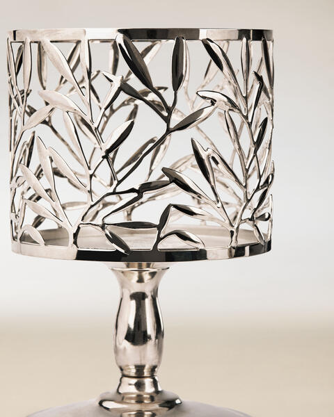 Porte-chandelle à 3 mèches Piédestal feuille de vigne