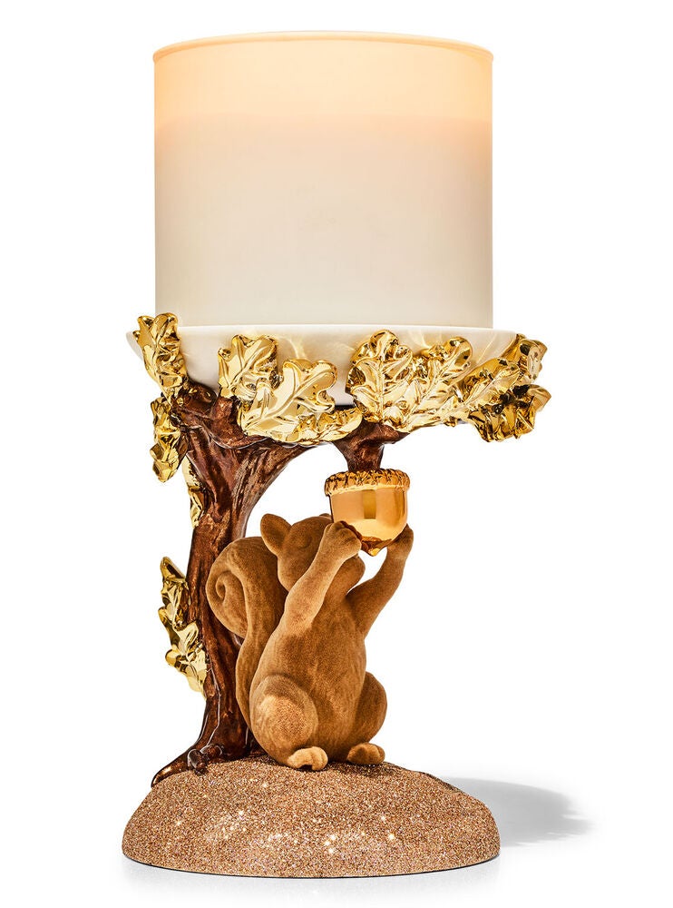 Squirrel and Acorn Pedestal 3Wick Candle Holder Bath and Body Works