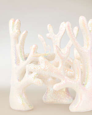 Iridescent Coral Pedestal 3-Wick Candle Holder