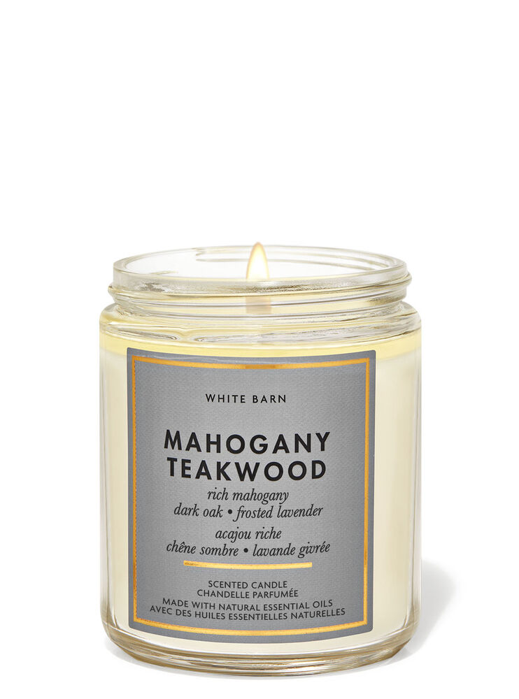 Mahogany Teakwood Mason Single Wick Candle