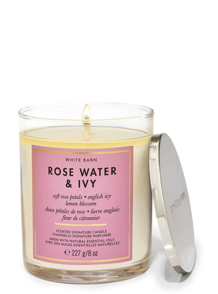 Rose Water & Ivy Signature Single Wick Candle