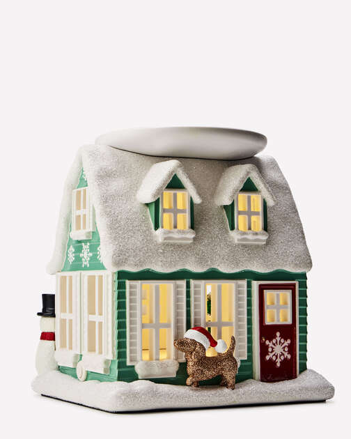 Cozy House Light-Up Pedestal 3-Wick Candle Holder