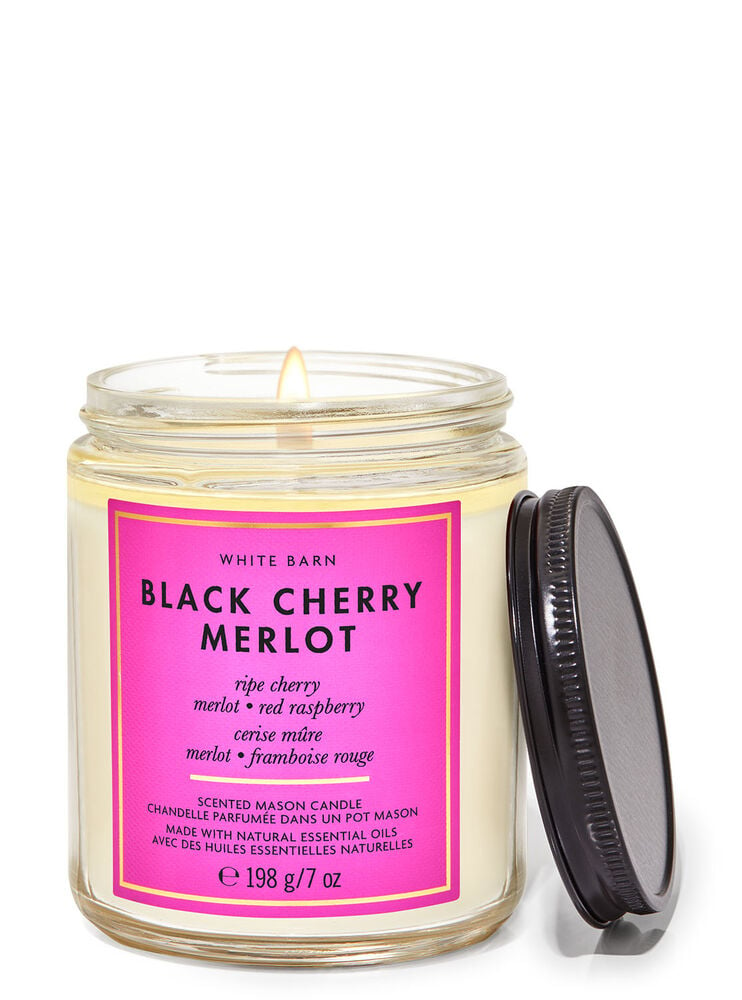 Black Cherry Merlot Mason Single Wick Candle