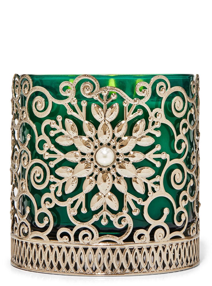 Ornate Snowflake 3Wick Candle Holder Bath and Body Works