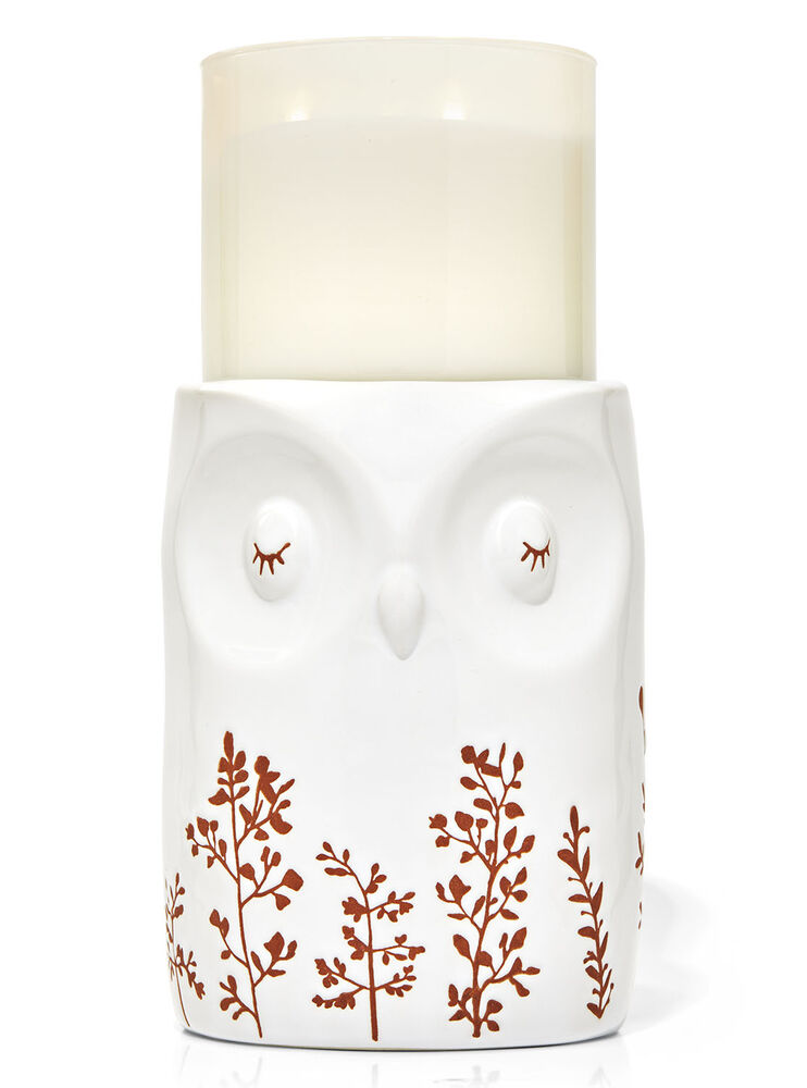 White Owl Pedestal 3-Wick Candle Holder