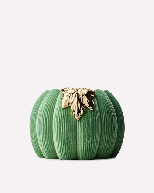 Green Corduroy Pumpkin 3-Wick Candle Holder
