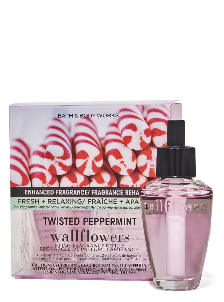 Twisted Peppermint Wallflowers Fragrance Refills, 2Pack Bath and