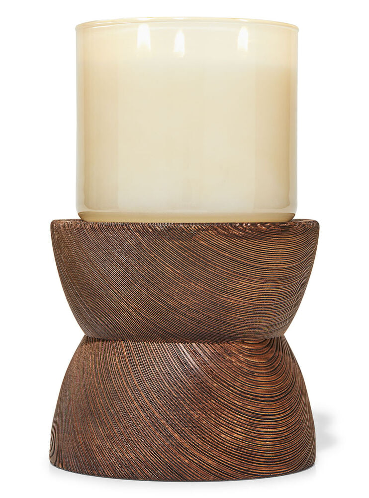 Woodgrain Pedestal 3-Wick Candle Holder