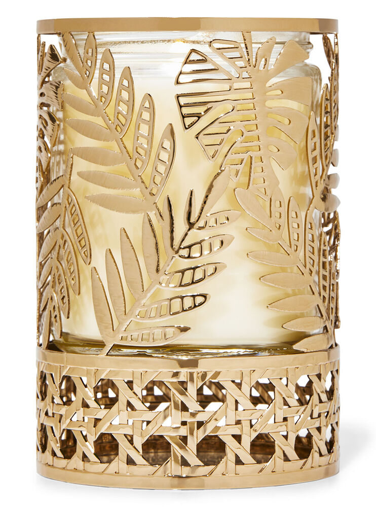 Golden Palm Leaves Single Wick Candle Holder