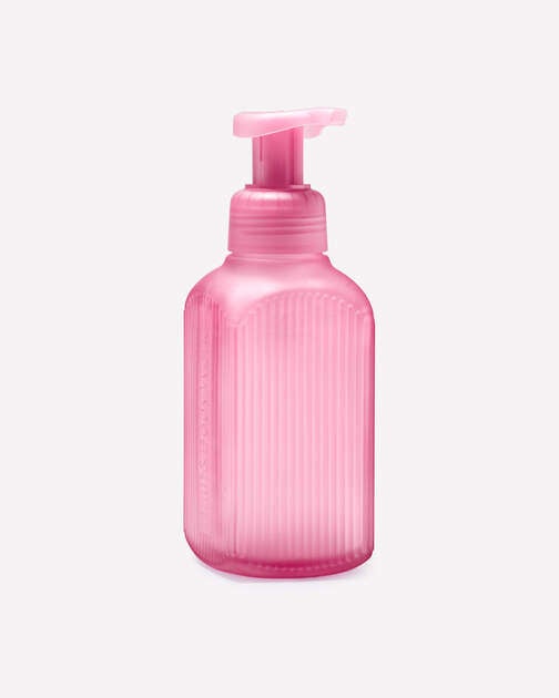 Mauve Ribbed Glass Gentle & Clean Foaming Hand Soap Dispenser