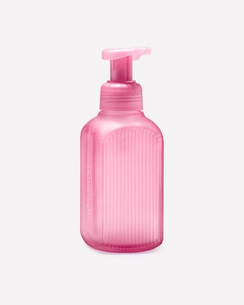 Mauve Ribbed Glass Gentle & Clean Foaming Hand Soap Dispenser