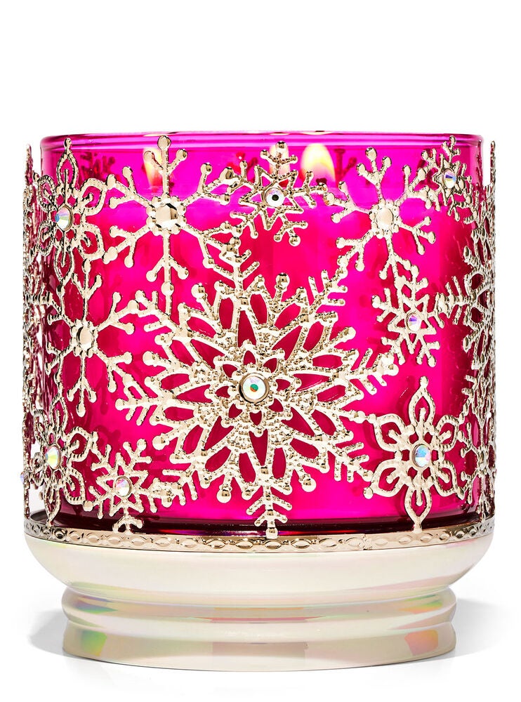 Beaded Snowflakes 3Wick Candle Holder Bath and Body Works