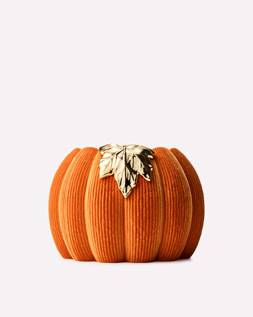 Orange Corduroy Pumpkin  3-Wick Candle Holder