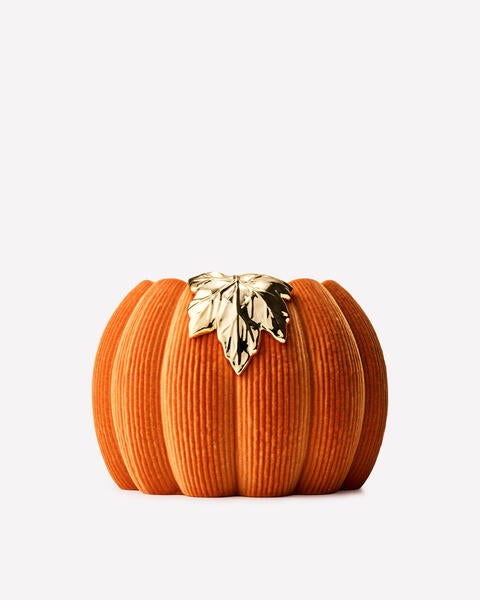 Orange Corduroy Pumpkin  3-Wick Candle Holder