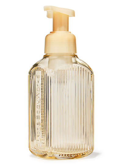 Cream Vertical Lines Gentle & Clean Foaming Hand Soap Dispenser