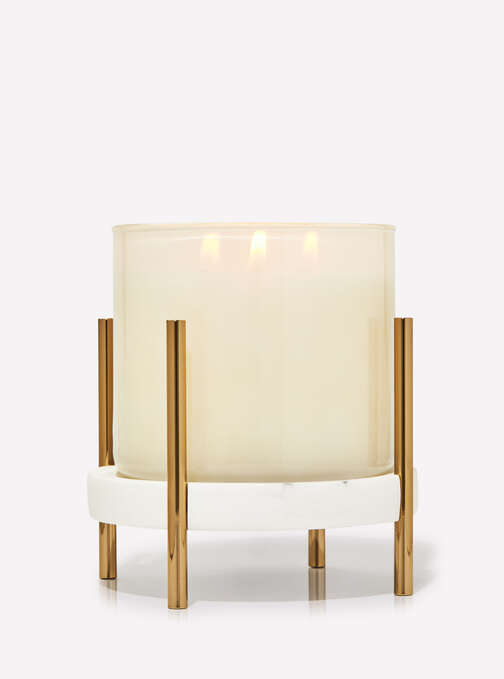 Mixed Material Pedestal 3-Wick Candle Holder