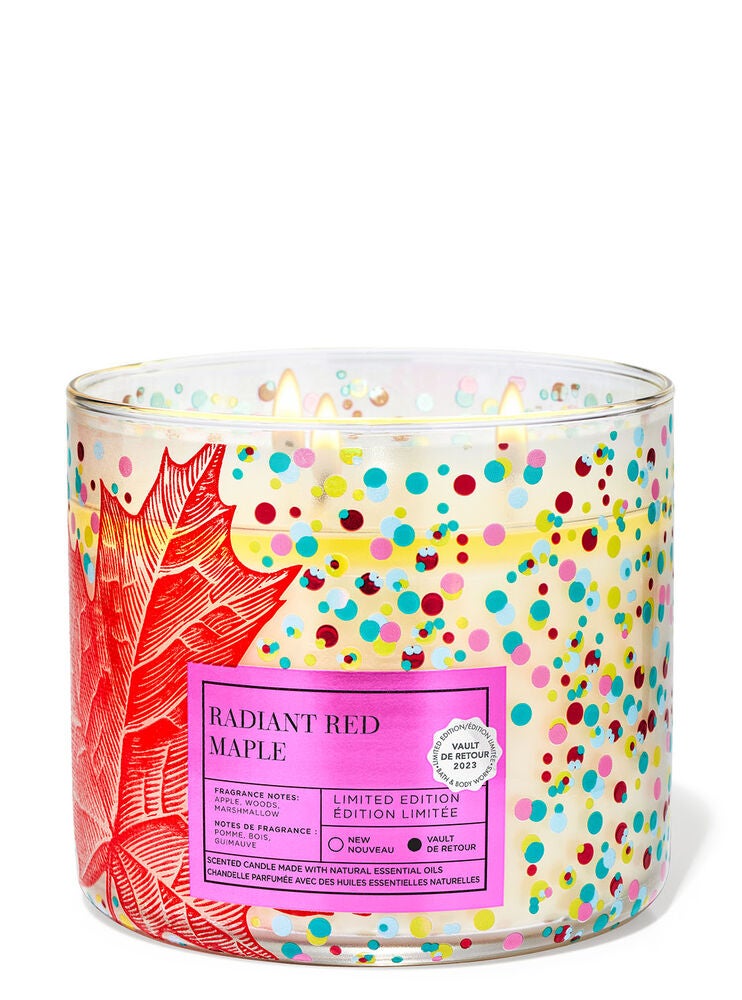 Radiant Red Maple 3Wick Candle Bath and Body Works