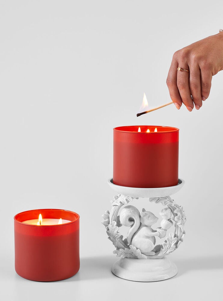 Squirrel & Leaves Ring Pedestal 3Wick Candle Holder Bath and Body Works