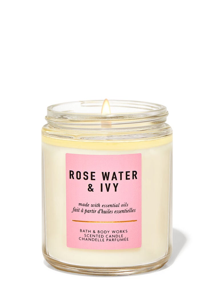 Rose Water & Ivy Single Wick Candle Bath and Body Works