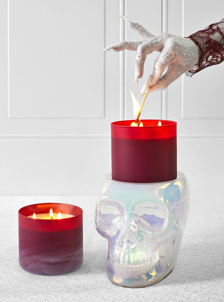 Iridescent Skull Pedestal 3Wick Candle Holder Bath and Body Works