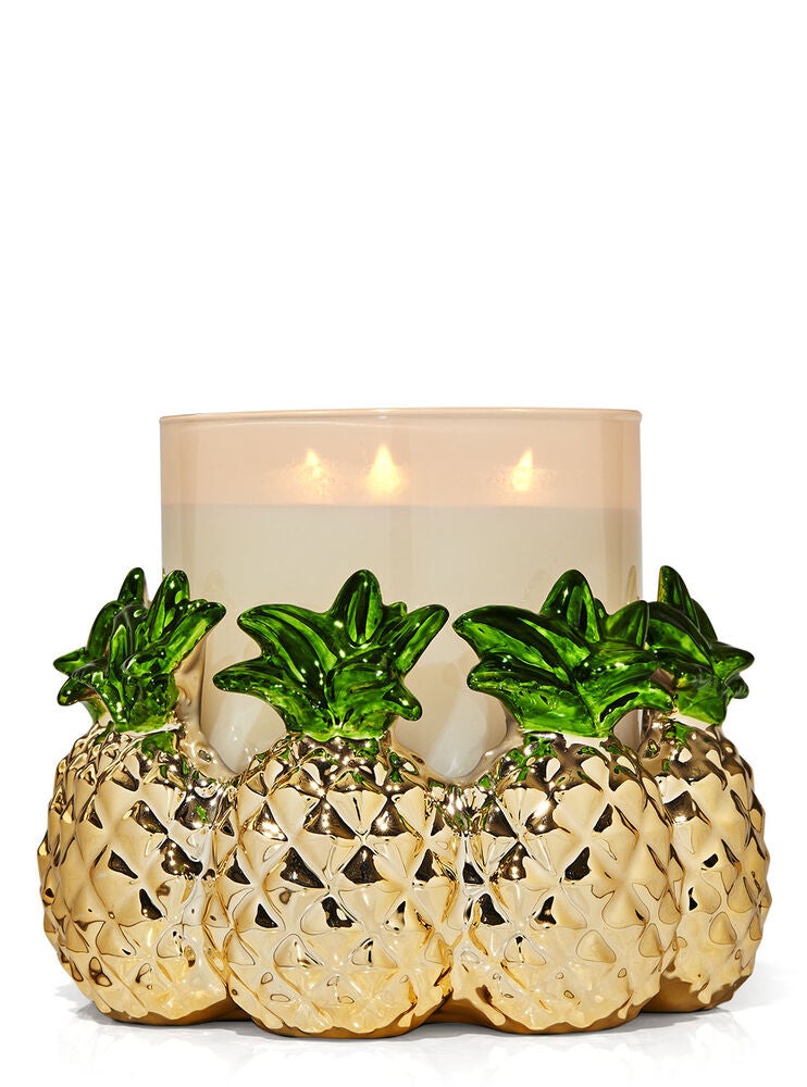 Pineapple Ring Pedestal 3Wick Candle Holder Bath and Body Works