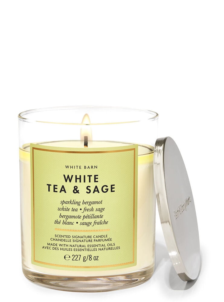 White Tea & Sage Signature Single Wick Candle