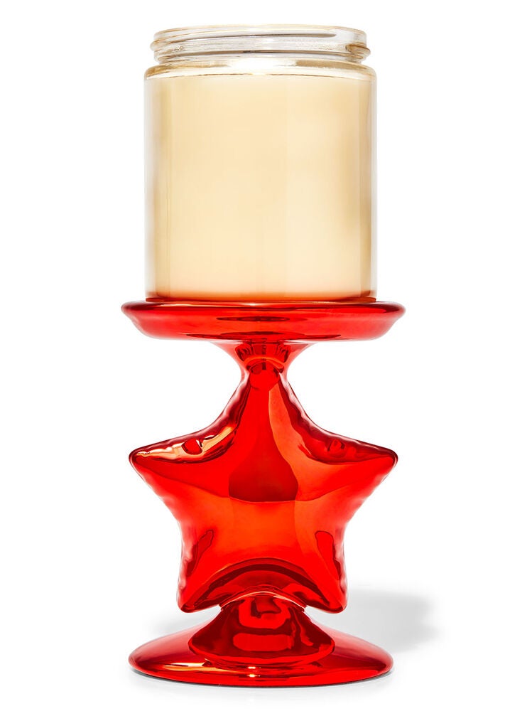 Red Star Pedestal Single Wick Candle Holder Bath and Body Works