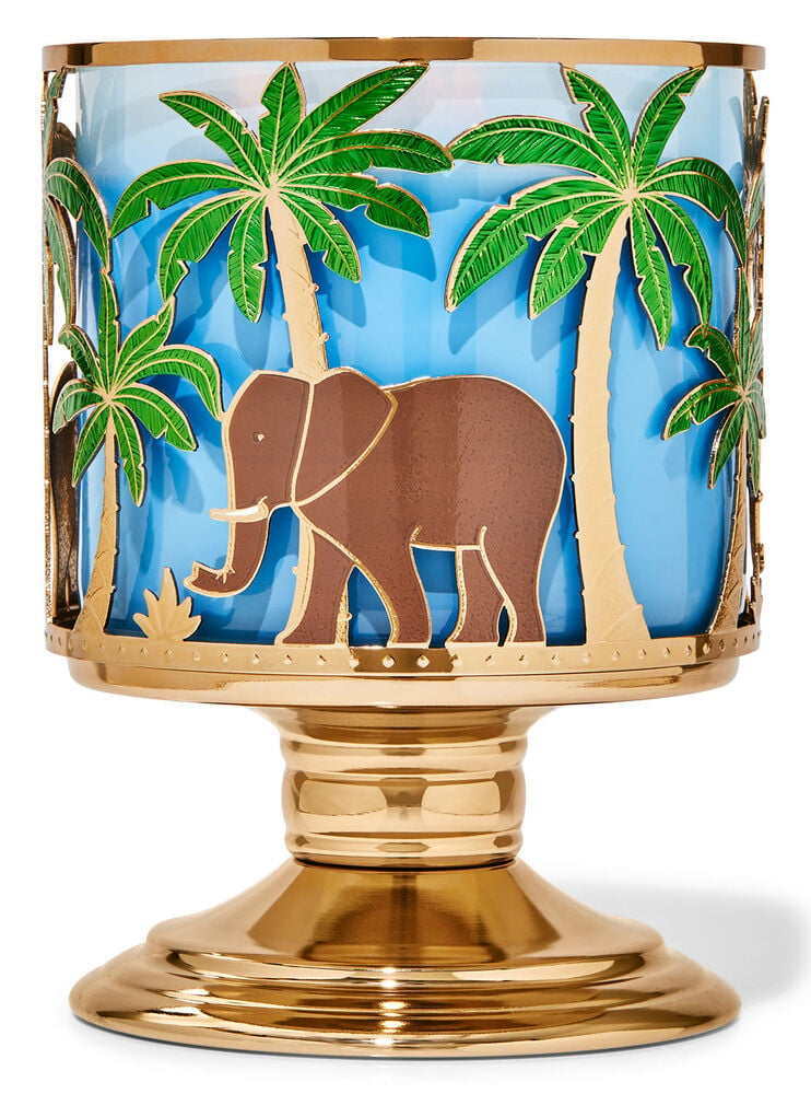 Tropical Elephant Pedestal 3-Wick Candle Holder