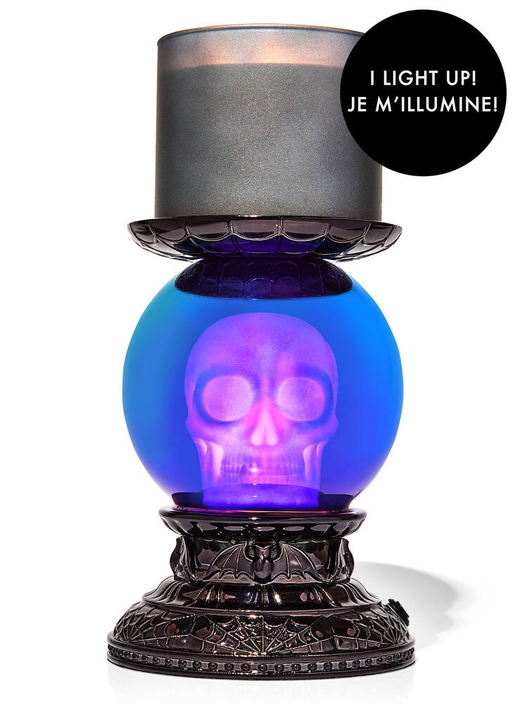 Lightup Skull Pedestal 3Wick Candle Holder Bath and Body Works