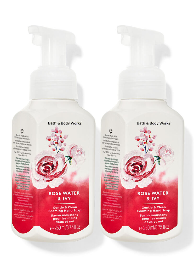 Paquet de 2 savons moussants doux et nets pour les mains Rose Water & Ivy