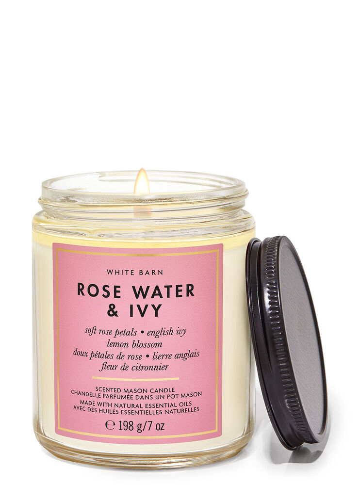 Rose Water & Ivy Mason Single Wick Candle