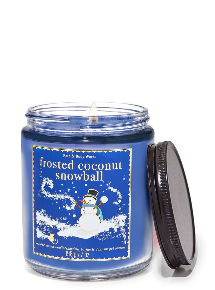 Frosted Coconut Snowball Mason Single Wick Candle Bath and Body Works
