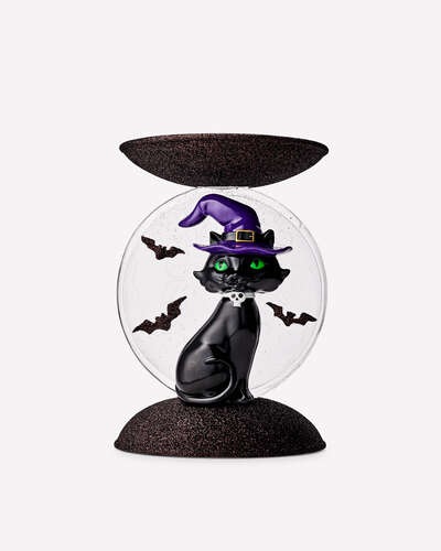 Light-up Cat and Moon Pedestal 3-Wick Candle Holder