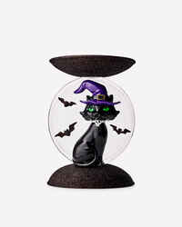 Light-up Cat and Moon Pedestal 3-Wick Candle Holder